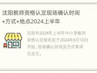 沈阳教师资格认定现场确认时间+方式+地点2024上半年