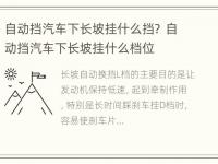 自动挡汽车下长坡挂什么挡？ 自动挡汽车下长坡挂什么档位