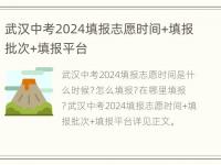 武汉中考2024填报志愿时间+填报批次+填报平台