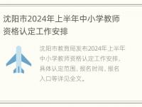 沈阳市2024年上半年中小学教师资格认定工作安排