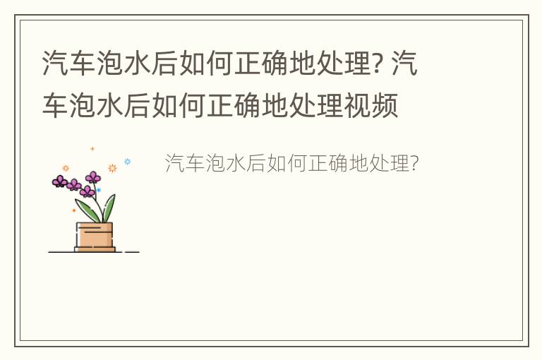 汽车泡水后如何正确地处理? 汽车泡水后如何正确地处理视频