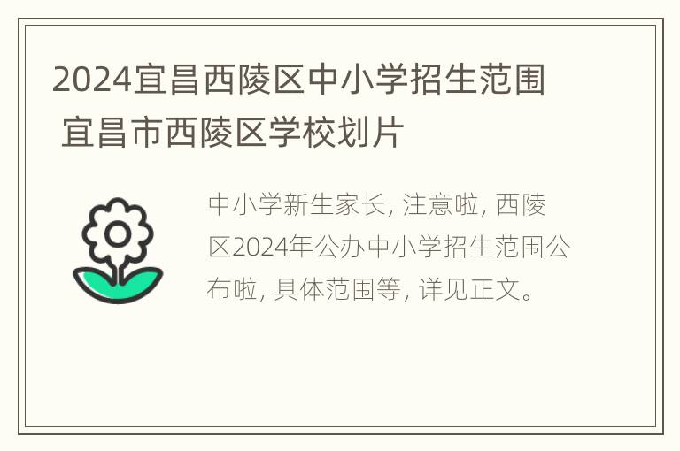 2024宜昌西陵区中小学招生范围 宜昌市西陵区学校划片