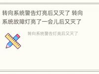 转向系统警告灯亮后又灭了 转向系统故障灯亮了一会儿后又灭了