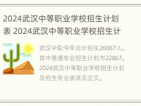 2024武汉中等职业学校招生计划表 2024武汉中等职业学校招生计划表格