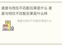 速度与档位不匹配后果是什么 速度与档位不匹配后果是什么样