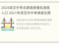 2024武汉中考志愿填报模拟演练入口 2021年武汉市中考填报志愿